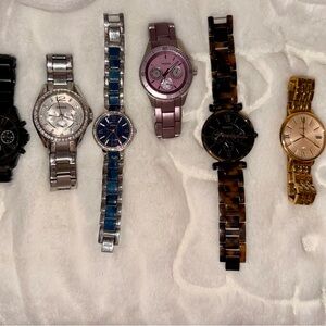 Mixed Women's Watch Lot - Includes Fossil Pieces - Pink, Blue, Black, Gold Tones